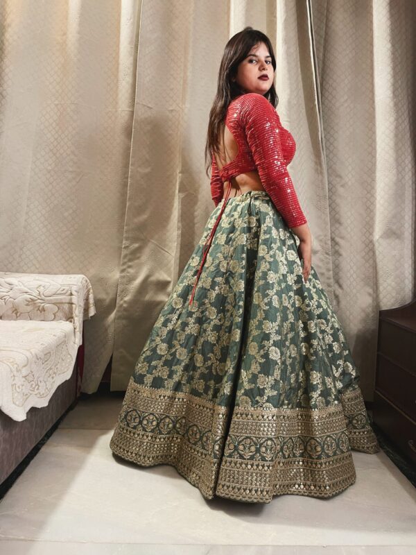 IMG_7951 Emerald Brocade Lehenga