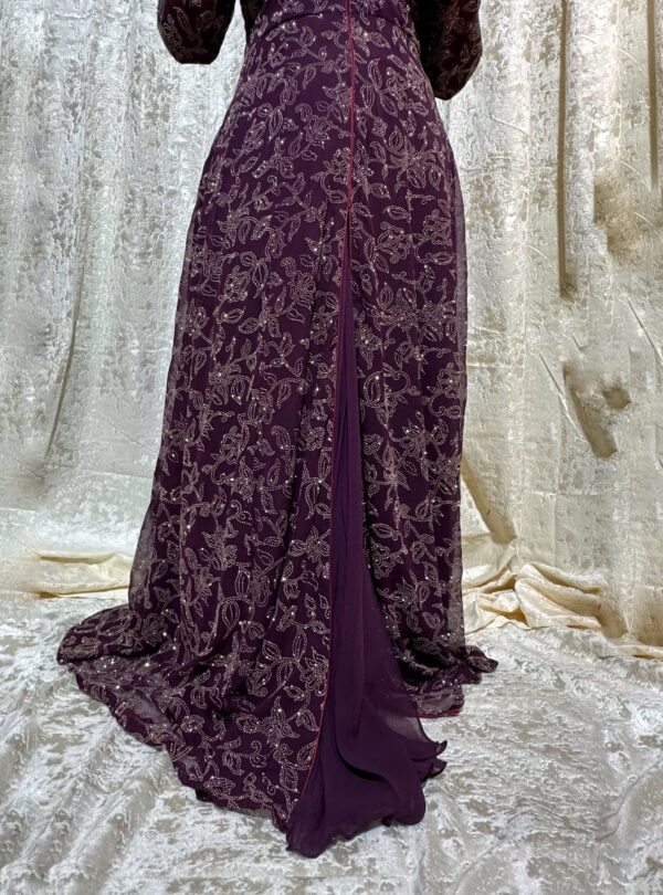 IMG_8005 Plum Embroidered Georgette Anarkali Gown