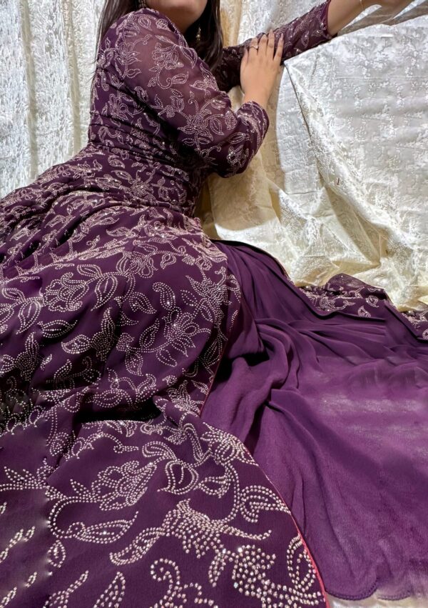 IMG_8031 Plum Embroidered Georgette Anarkali Gown
