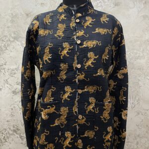 Black Tiger Cotton Quilt Reversible Jacket- Artisan Ikat