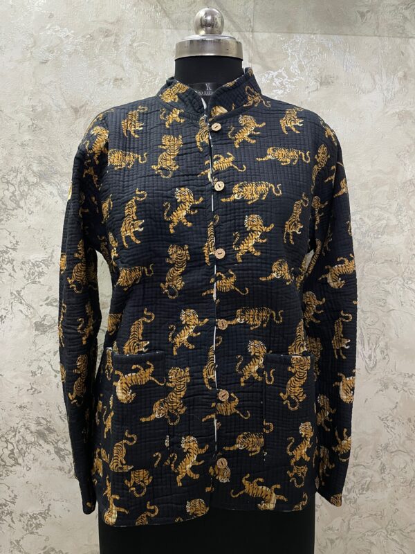 IMG_7123 Black Tiger Cotton Quilt Reversible Jacket- Artisan Ikat