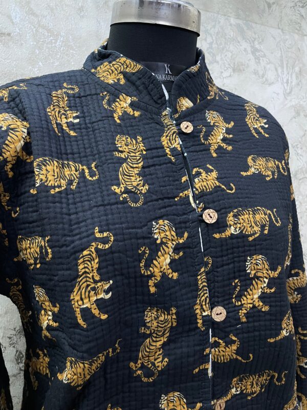 IMG_7124 (1) Black Tiger Cotton Quilt Reversible Jacket- Artisan Ikat