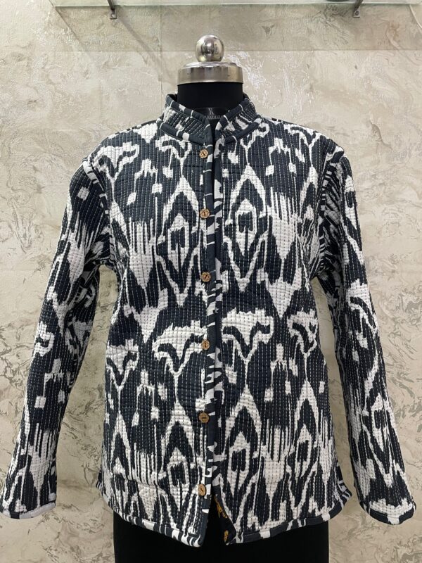 IMG_7128 Black Tiger Cotton Quilt Reversible Jacket- Artisan Ikat