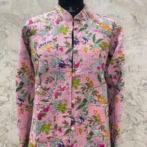 Reversible Cotton Quilt Jacket – Heritage Red & Botanical Blush
