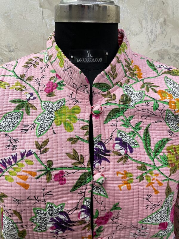 IMG_7135 Reversible Cotton Quilt Jacket – Heritage Red & Botanical Blush