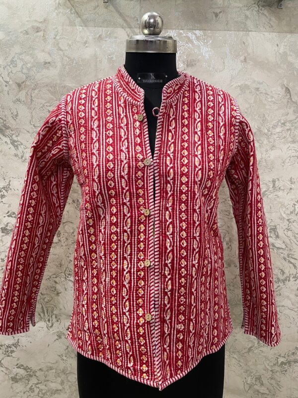 IMG_7139 Reversible Cotton Quilt Jacket – Heritage Red & Botanical Blush